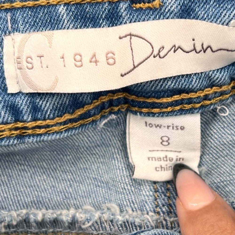 EST. 1946 Denim Womens Low Rise Straight Leg Distressed Boho Fringe Jeans Size 8 - Picture 7 of 15